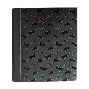 ELSA L Black Faux Leather Photo Album 8.5”x 9”x 2” Floral Pierced